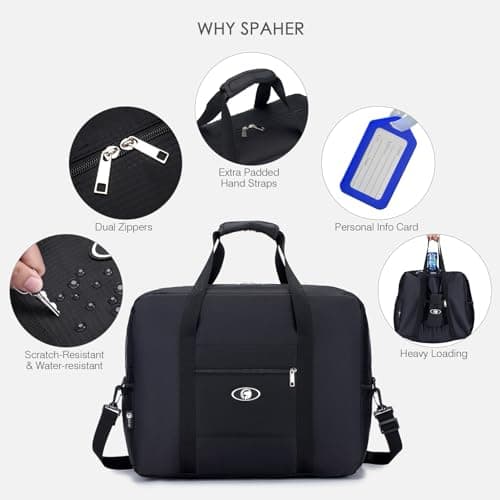 SPAHER Cabin Bag 45x36x20 Easyjet Tui Airways Foldable Travel Duffle Bag Carry-on Hand Luggage Small Under-seat Cabin Bag Lightweight Holdall Suitcase Handbag — view 4