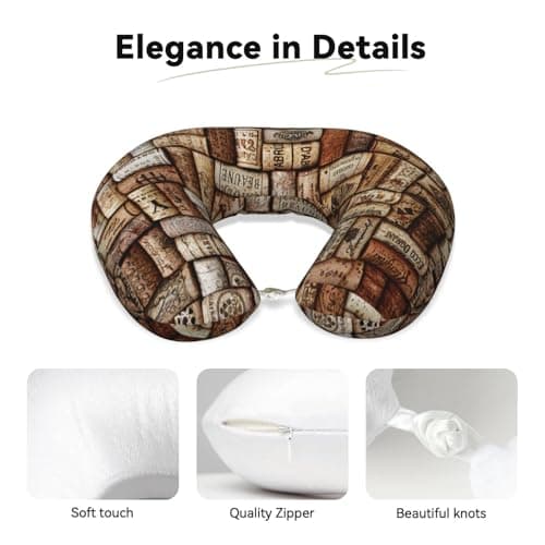LIXLZH Wine Cork Print Lightweight Comfortable Breathable Polyester U-Shaped Neck Pillow Adults Pillow Rest — view 4