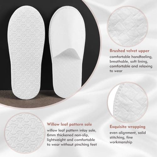 LTMMC 2 Pairs Disposable Slippers, Indoor Slippers Guests White Slippers — view 4