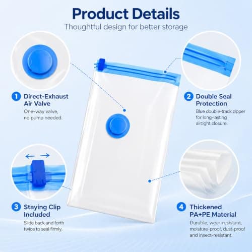 Yuaerbuo 15 PCS Clothes Vacuum Storage Bags, 30×50cm Vacuum Pack Bag Travel — view 3