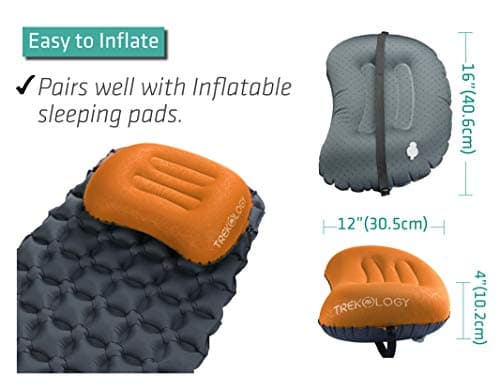 TREKOLOGY Ultralight Inflatable Camping & Travel Pillow – Compact, Ergonomic Neck & Lumbar Support Cushion for Adults & Kids – Ideal for Camping, Backpacking, and Beach Trips — view 6