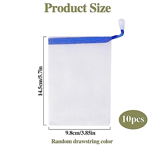 10 PCS Mesh Soap Saver Pouch Double-Layer Soap Saver Bag with Drawstring Mesh Soap Bag Bath Facial Cleanser Foaming Net Exfoliating Mesh Soap Bag for Shower Washing Foaming Soap — view 2