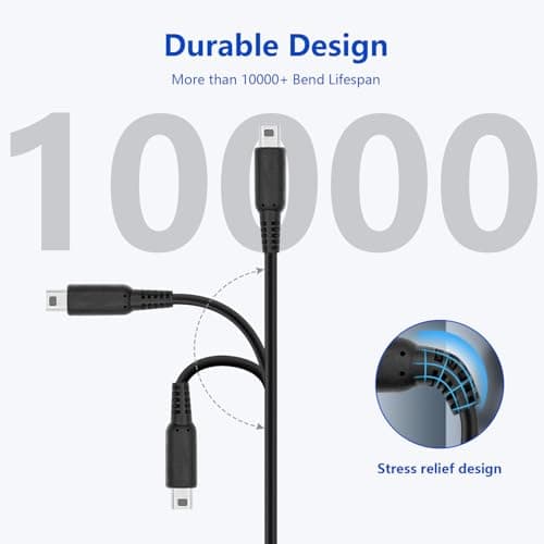 Mcbazel Nintendo 3DS Charger Cable 2 Pack — USB Charging Lead for 3DS, 3DS XL, New 3DS & 2DS XL, New 3DS XL, 2DS, 2DS XL, DSi, DSi XL — 1.2m, Charge While Playing — view 4