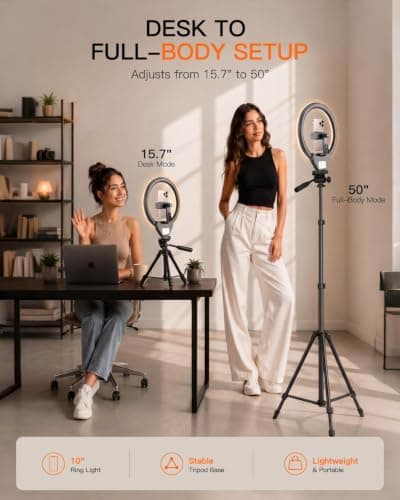 Ring Light with 75.59 Inch Tripod Stand and Cold Shoe Phone Holder, 120 LED, CRI90+, Dimmable, for Makeup, Live Streaming, YouTube, Zoom, Travel-Friendly (10) — view 4