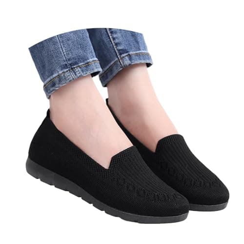 After Party Foldable Shoes Orthopedic Shoes for Women Wide Fit Slip On Walking Loafers Breathable Knit Mesh Non-Slip Soft Sole Shoe Lightweight Arch Support Comfort Flats Flat Party Shoe for Women UK — view 2