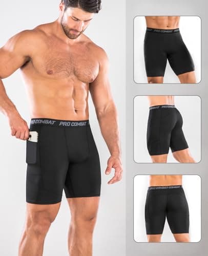 Niksa Compression Shorts Men Gym Running Sports Anti Chafing Underwear Base Layer Shorts Sports Undershorts Quick-Drying Fabric Men’s Workout Shorts, Black, S — view 2