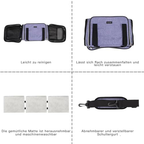 BAGLHER Cat Carrier Bag, Airline Approved Pet Carrier Soft Side Pet Travel 5 Sides Open Doors 3 Sides Expandable Foldable Dog Carrier with Fleece Pad — view 6