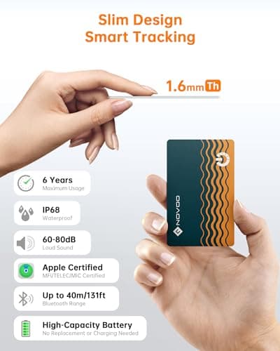 Apple Find My Wallet Card Tracker - NOVOO Bluetooth SmartCard, 6-Year Battery, IP68 Waterproof, Ultra-Thin (1.6mm) GPS Air Locator Tag for Wallet, Bag, Luggage (iOS Only) - Green (1-Pack) — view 2