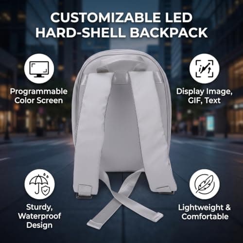 AMONIDA LED Backpack with Programmable Color Screen, Water Proof Hard Shell — view 5