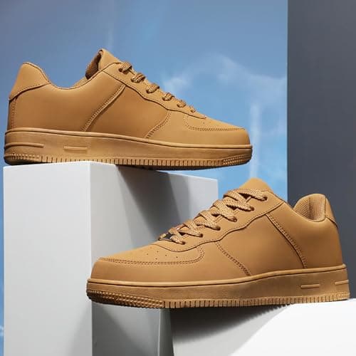 LECYGNB Men's Casual Fashion Trainers Sneakers Comfortable Breathable Lightweight Lace-Up Walking Shoes Brown UK 9 — view 3