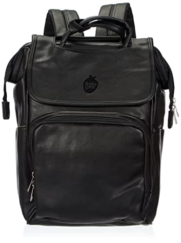 Baby Uma Award-Winning Baby Changing Bag Backpack - Leather-Style for Mum & Dad, Nappy Bag with Insulated Bottle Holders, Multiple Compartments & Changing Mat (Black) — view 4