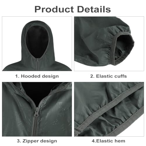 BSBUY Mens Waterproof Jackets Lightweight Rain Jacket Packable Hooded Rain Coats Fast Dry Raincoat Windproof Shell Jacket with Storage Bag Solid Color Pullover Top for Travel Running Hiking Camping — view 4