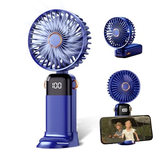 Navy Blue Hand Held Fan Portable Handheld USB Rechargeable Fan 5 Speeds