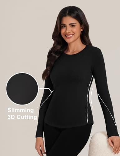 Harlamvar Ladies Long Sleeve Tops Outdoor Workout Fitted Base Layer Shirt — view 4
