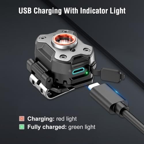 klarus HM3 Head Torch,670 Lumens Mini Headlamp with Warning Red Light, 180°Adjustable Shoulder Lamp and Clip Lamp, Suitable for Camping, Fishing, Dog Walking, Home Use — view 5