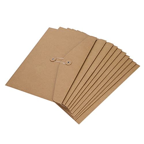 10pcs A4 Kraft Wallet Folders Envelope File Folders Documents Paper Portfolio File Bag Pockets Paperwork Organiser Storage Bag Pouch with String Fastener Closure for Office School Home — view 2