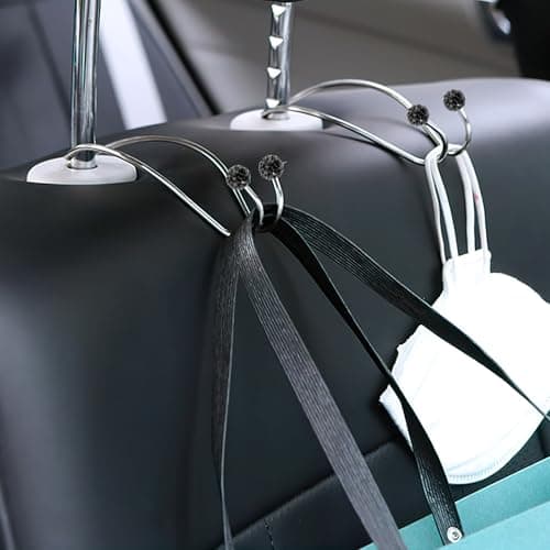 RUNROTOO 4pcs Car Storage Hooks Car Back Seats Organizer Hooks Stainless Steel for Handbag and Grocery Bag — view 4