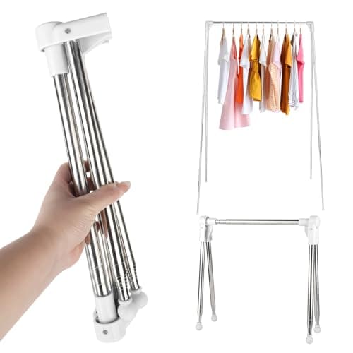 YHNDECO Portable Clothes Drying Rack Folding, 13-28inch Portable Travel Garment Rack Folding Clothes Rail, Clothes Rack for Home Laundry Camping Travel Outdoor, White