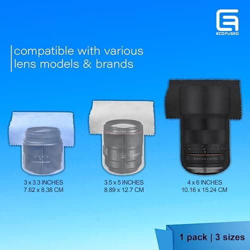 ECO-FUSED Camera Lens Pouches - Microfiber Lens Cloth Bag - 4 Pack - Soft Camera Wraps for Multi-Sized Lenses and Accessories - Camera Bag Inserts - Home Travel Photography (Black/Gray/Blue) — view 2
