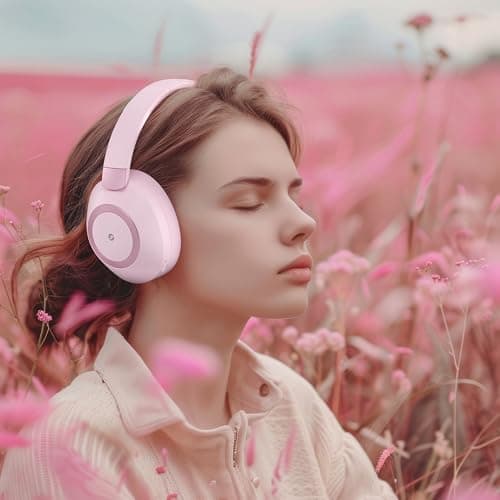 Headphones Wireless Over Ear Headphones, Fast Charging for Travel (Pink) — view 4