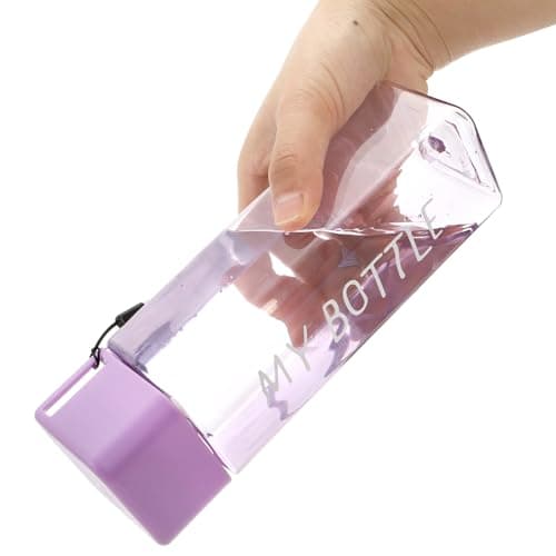 ZEAYEA 10 Pcs Water Bottles Bulk, 15 oz Portable Sports Water Bottle with Lanyard, Leak Proof Reusable Square Plastic Drinking Bottles for Outdoor, Gym, Camping, Fitness, Travel, Office — view 4