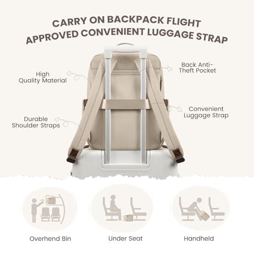 GOLF QUALITY Laptop Backpack, Hand Luggage, 16 Inches, Backpack for Men and Women, Business Backpack, Waterproof, Backpack Daypack for School, Cycling, Leisure and Travel, apricot, 16 Zoll — view 6