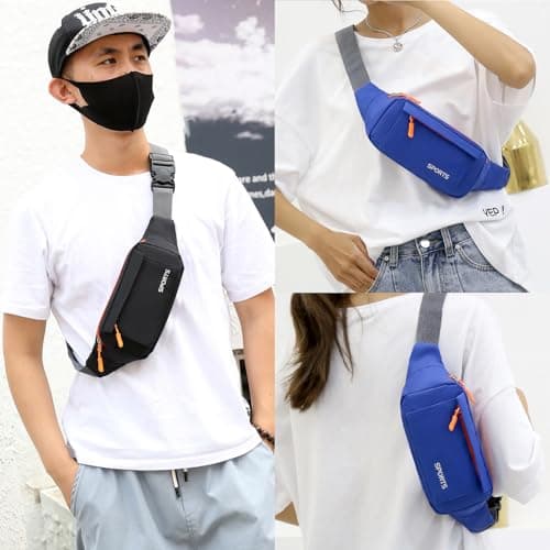 Bumbag Waist Fanny Pack Running Belt for Men Ladies，Against Theft Money Belt for Outdoors Workout Hiking Traveling Gifts for Men Women — view 4
