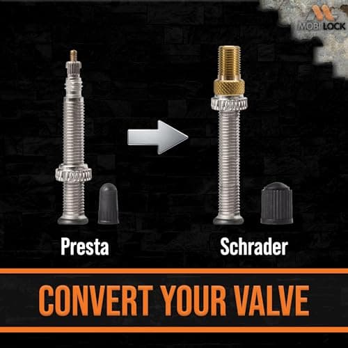 Presta Valve Adapter 5 Pack + 10 Caps - Presta to Schrader Bike Converter — view 2