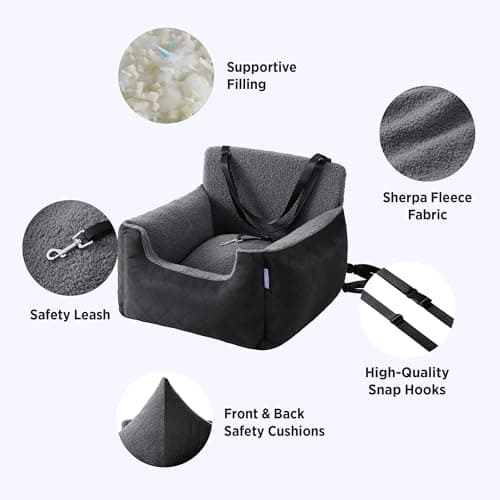 Lesure Waterproof Small Dog Booster Car Seat, 54.5x49.5x38cm, Dark Grey — view 3