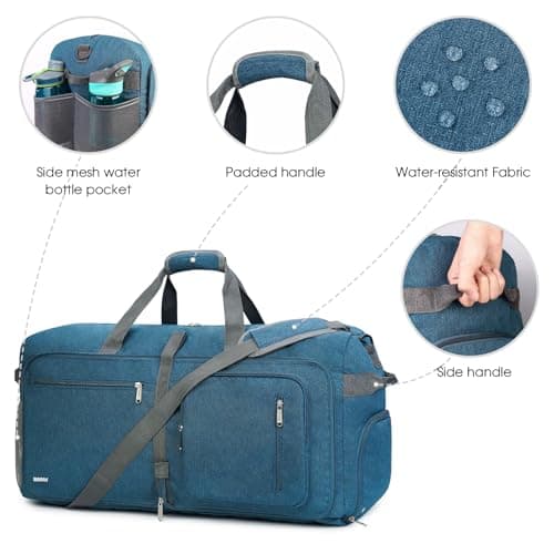 WANDF 65L Large Travel Holdall Duffle Luggage Bag Foldable — view 3