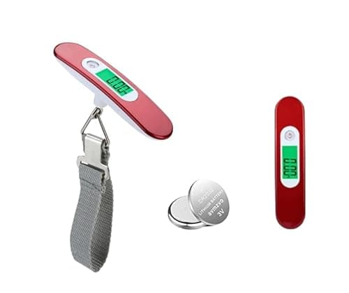 Luggage Scale portable Digital weight scale for travel suitcase weigher with tare function 110 LB/ 50KG Capacity Red