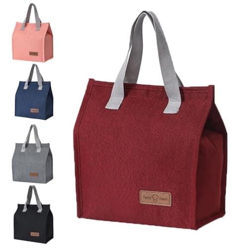 June Tech Insulated Lunch Tote for Women Men - Reusable Cooler for Kids Adults - Thermal Bag for Work School Picnic Travel (Burgundy)