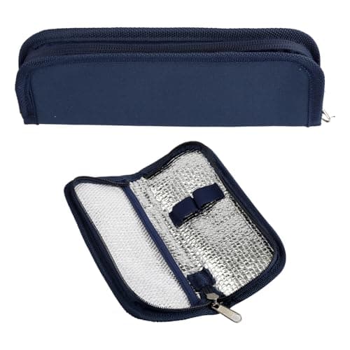 Hopzab Portable Insulin Cooler Bag, Insulated Medication Travel Case, Durable Oxford Fabric Thermal Pouch for Diabetic Supplies, Compact and Easy Carry with Secure Zipper(Navy Blue)