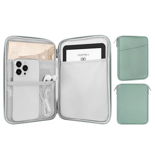 MoKo 6-7" eReader Sleeve Bag for iPad Mini 7 (A17 Pro)/6/5/4/3/2, 7" ereader Colorsoft Signature Edition, 6" ereader 11th/10th/8th Gen, 6.8" ereader Paperwhite 11th/10th Gen 2021/2018, Bodhi Green