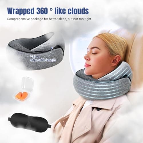 Anyangjia Wander Plus Travel Pillow, Memory Foam Travel Pillows for Airplanes Adjustable Flyhugz Neck Pillow Stowable U-Shaped Pillow for Airplane Travel — view 2