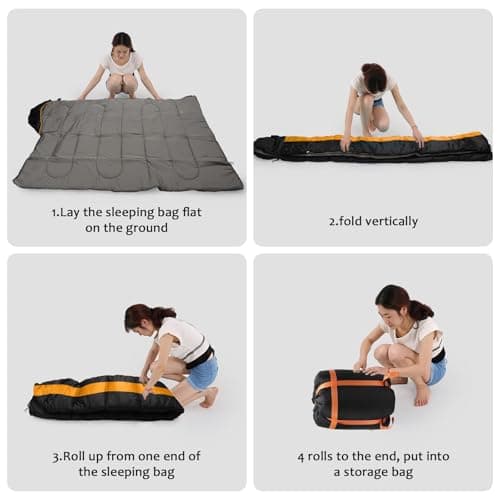 Heated Sleeping Bag, Electric Warm Bag Pad with 3 Adjustable Heating Levels, USB Powered Heating Pads Adjustable Hood, 0 Degree Camping Sleeping Bag Keep Warm for Cold Weather Outdoor Hiking (Orange) — view 5