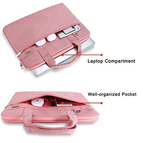Voova Laptop Bag 15.6 Inch, Waterproof Case with Shoulder Strap, Pink Dust — view 3