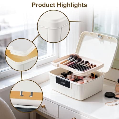 Mgrety Locking Storage Container, Medicine Storage Box with Combination Lock, Office Documents Safety, 2 Layer Medication Lock Container, Organizer Box for Medicine, Snacks, Phone, Office Documents — view 4
