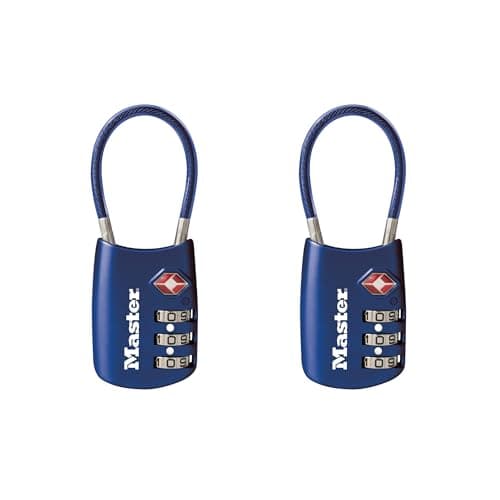 Master Lock Blue Set Your Own Combination TSA Approved Luggage Lock, Travel Zipper Padlock is Perfect for Suitcases, Bags, or Backpacks, 2 pk, 4688BLUEC2