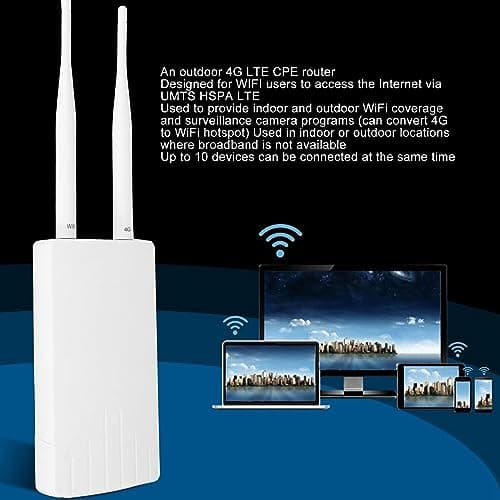 Outdoor 4G LTE CPE WiFi Router, Portable Mobile WiFi Hotspot Router with Detachable Antennas, Waterproof Supports 10 Device Connections (UK Plug) — view 4
