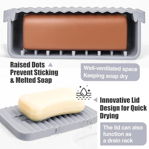AIDIMMING Extra Large Leakproof Silicone Travel Soap Case (Deep Gray) — view 4