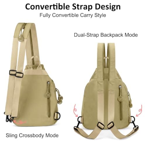 AUAUY 3 in 1 Anti-Theft Travel Tote Bag, Waterproof Oxford, Khaki — view 4