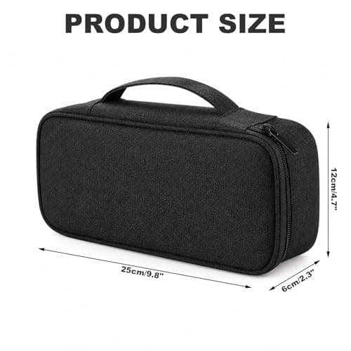 Solvio Electronics Organiser Bag, Rigid Travel Tech Pouch Bag with Handle, Waterproof Shockproof Cable Storage Case with Removable Dividers for Chargers, Cords, Power Bank, Hard Drive, Black — view 2