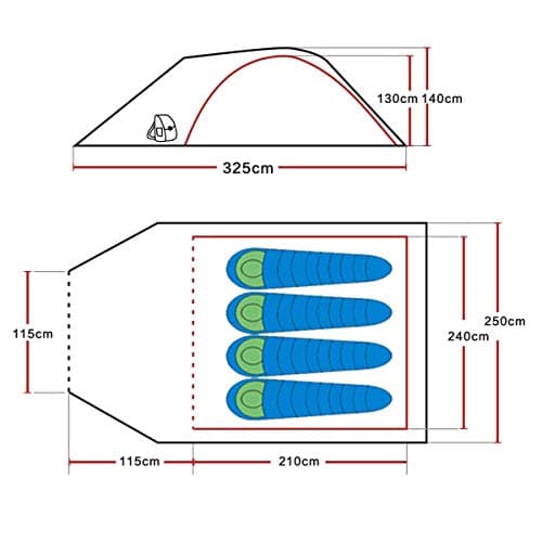 SAFACUS 3-4 Person Dome Camping Tent, Double layer, Full Waterproof Holiday Family 3 to 4 Man Tent, Easy to Set Up for Outdoors Hiking Fishing Traveling Beach Vacation — view 3