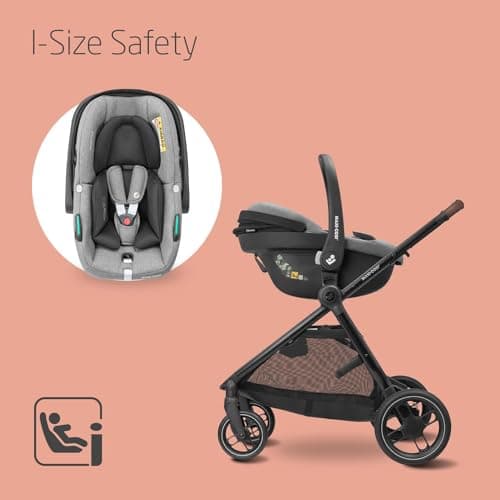 Maxi-Cosi Zelia S Trio 3-in-1 Prams Travel System, 0 - 4 Years, Up to 22 kg, Foldable, Compact and Reclining Baby Pushchair, with CabrioFix S i-Size Baby Car Seat, Accessories, Nursery Bag, Grey — view 5
