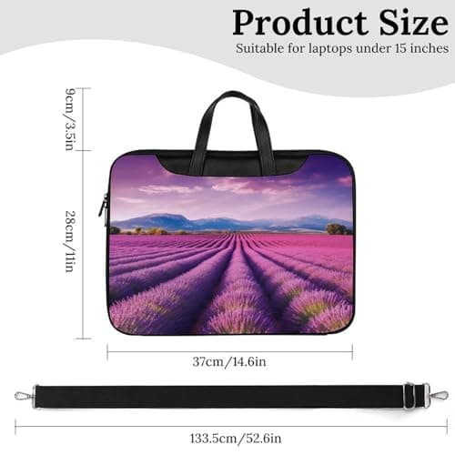Lavender Fields Printed Leather Shoulder Messenger Bag Briefcase for Men Women Travel Business Office Hangbag Laptop Pack Crossbody — view 3