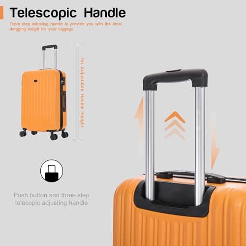 Aerostar 20” Lightweight Small Hard Suitcase Cabin Hand Luggage 4 Spinner Wheels Carry On 55x35x20 | Accepted on All Airlines easyjet, RyanAir, British Airways, Emirates & More (Orange, 35 Litre) — view 4