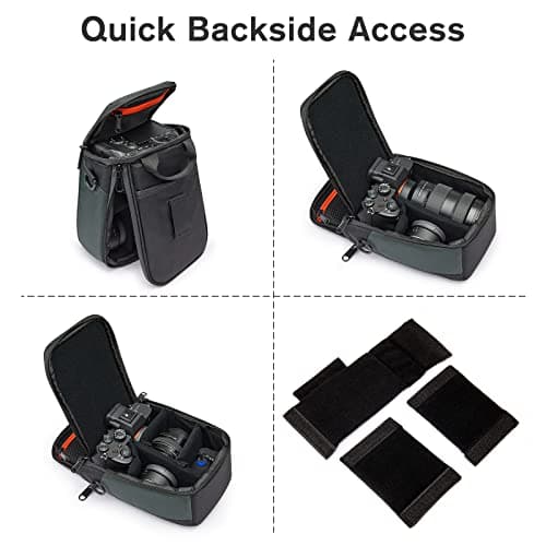 S-ZONE Camera Crossbody Sling Bag Waterproof Nylon Shockproof Padded DSLR SLR Protection Case for Mirrorless Lens Cable — view 5