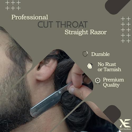XE Barber Cut Throat Razor Kit – Single Edge Barber Shaping Tool with Wooden Handle Straight Edge Cut Throat Razor – Ideal for Beard and Moustache Shaving – Blades not Included — view 4