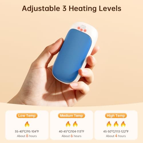 Jonwall Hand Warmers Rechargeable, 2 Pack Electric Hand Warmer Reusable Portable Handwarmers with 3 Levels Heat, USB Pocket Warmer Warm Gifts for Men Women Outdoor Camping Golf Fishing — view 2